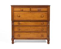 A Late Federal or Classical Cherry and Figured Maple Chest of Drawers