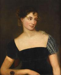 Attributed to Ezra Ames (1768-1836) portrait of a lady believed to be betsy mulford sutliff (1792-1871)