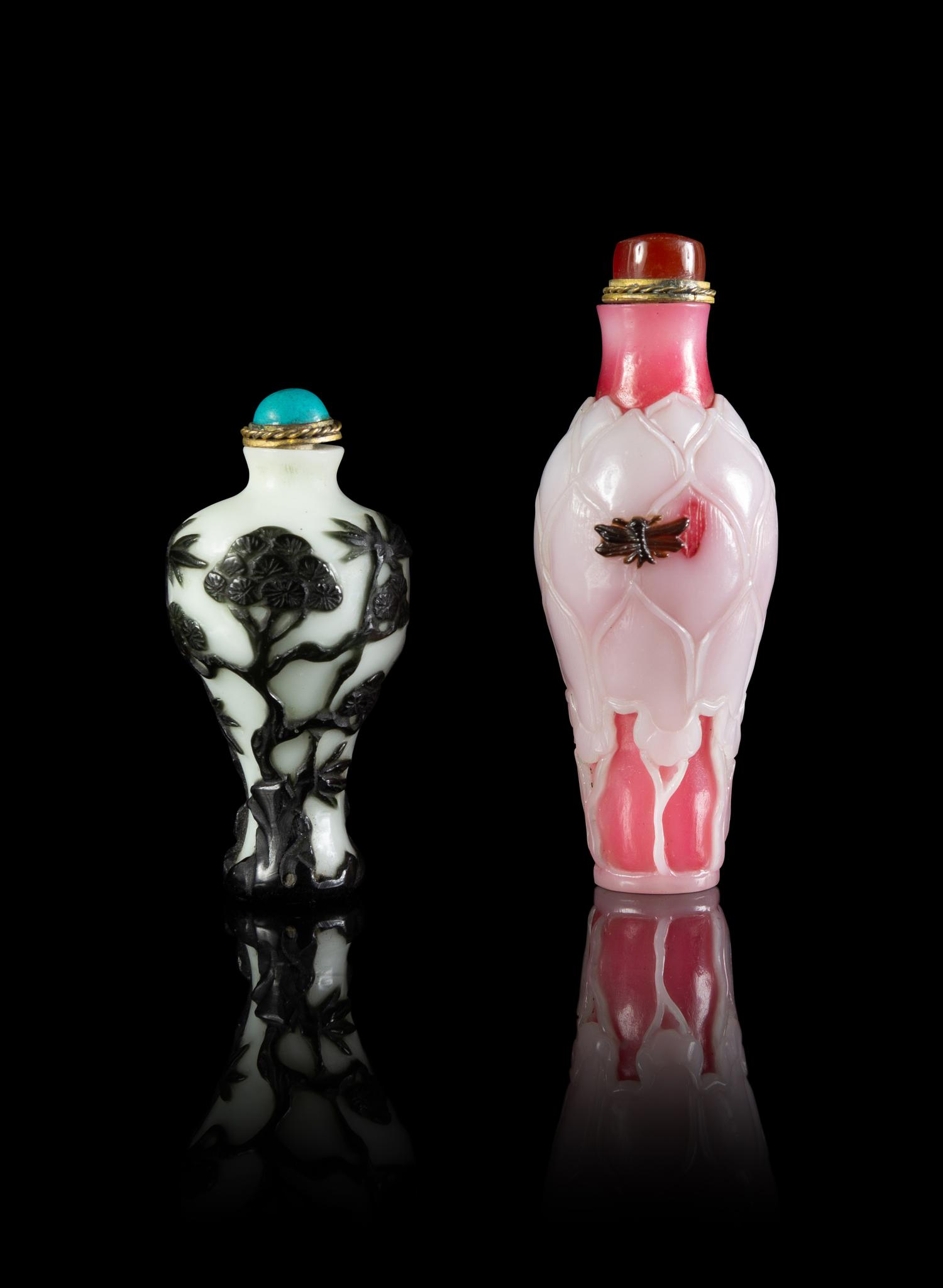 Two Chinese Peking Glass Snuff Bottles