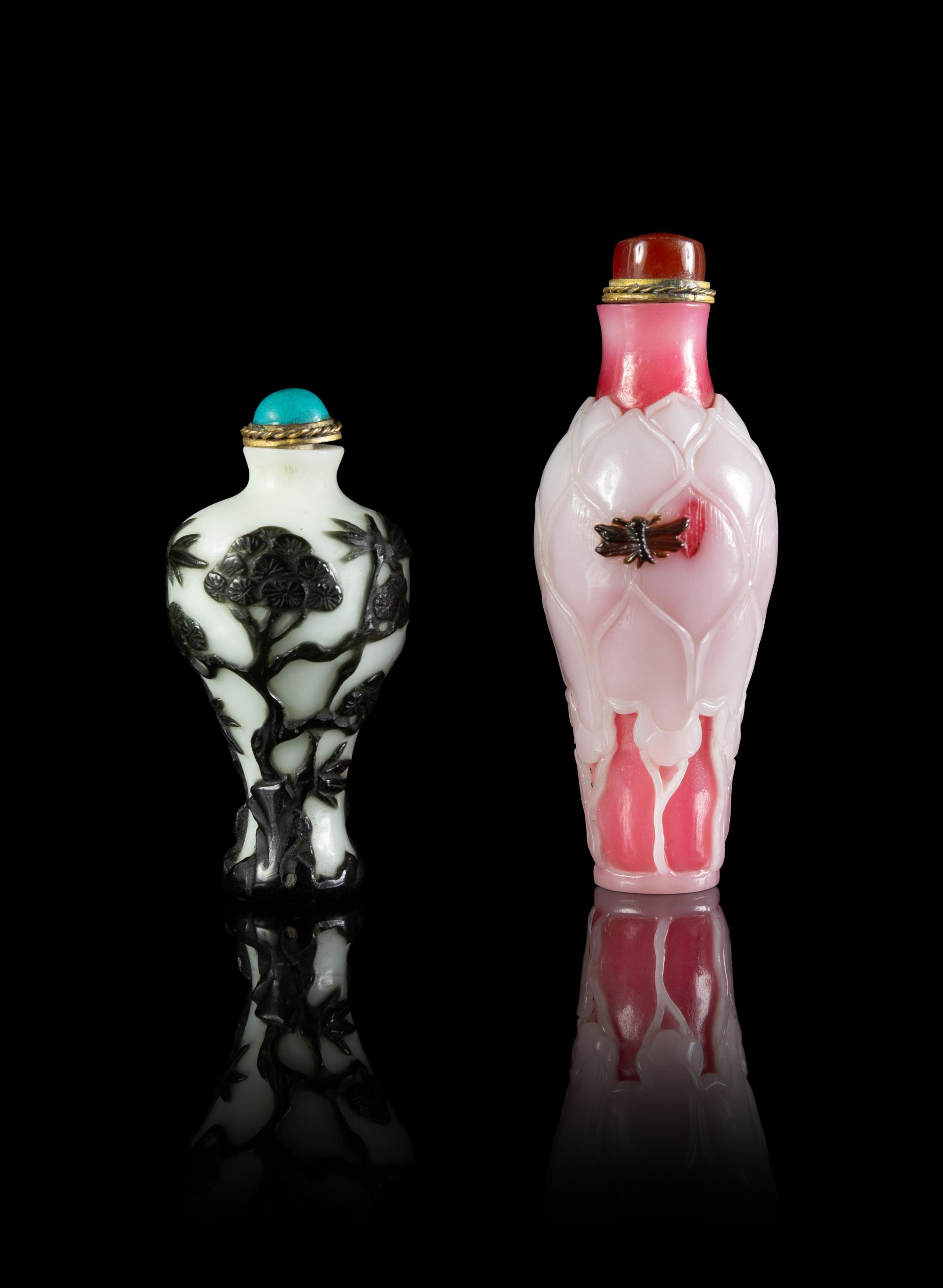 Two Chinese Peking Glass Snuff Bottles
