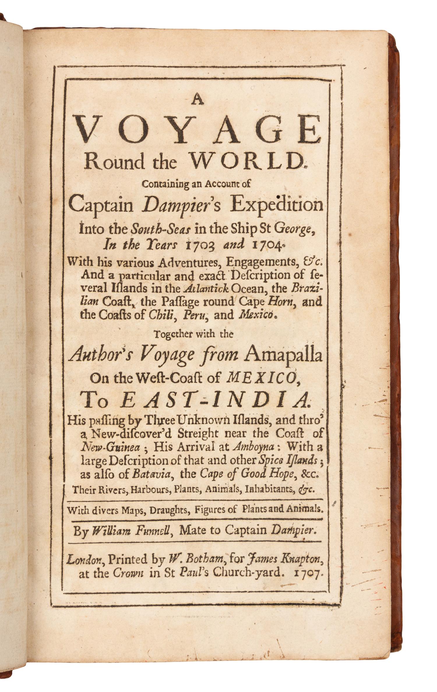 FUNNELL, William. A Voyage Round the World. London, 1707. FIRST EDITION.