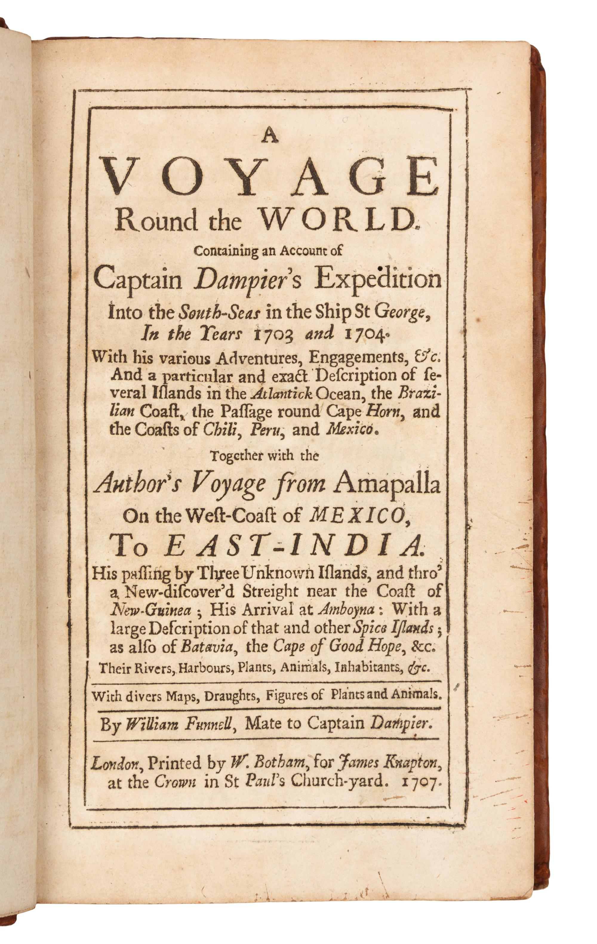 FUNNELL, William. A Voyage Round the World. London, 1707. FIRST EDITION.