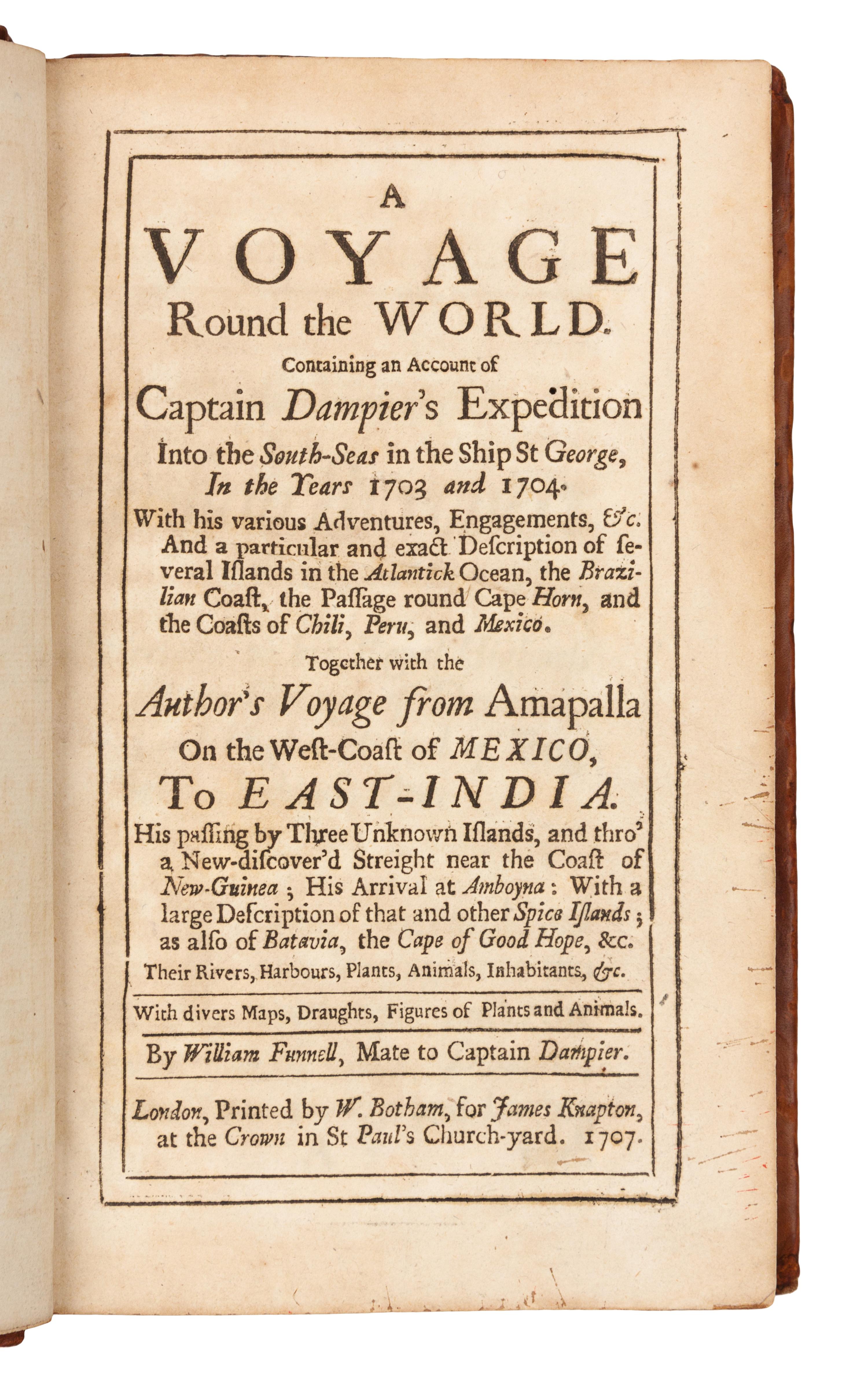 FUNNELL, William. A Voyage Round the World. London, 1707. FIRST EDITION.