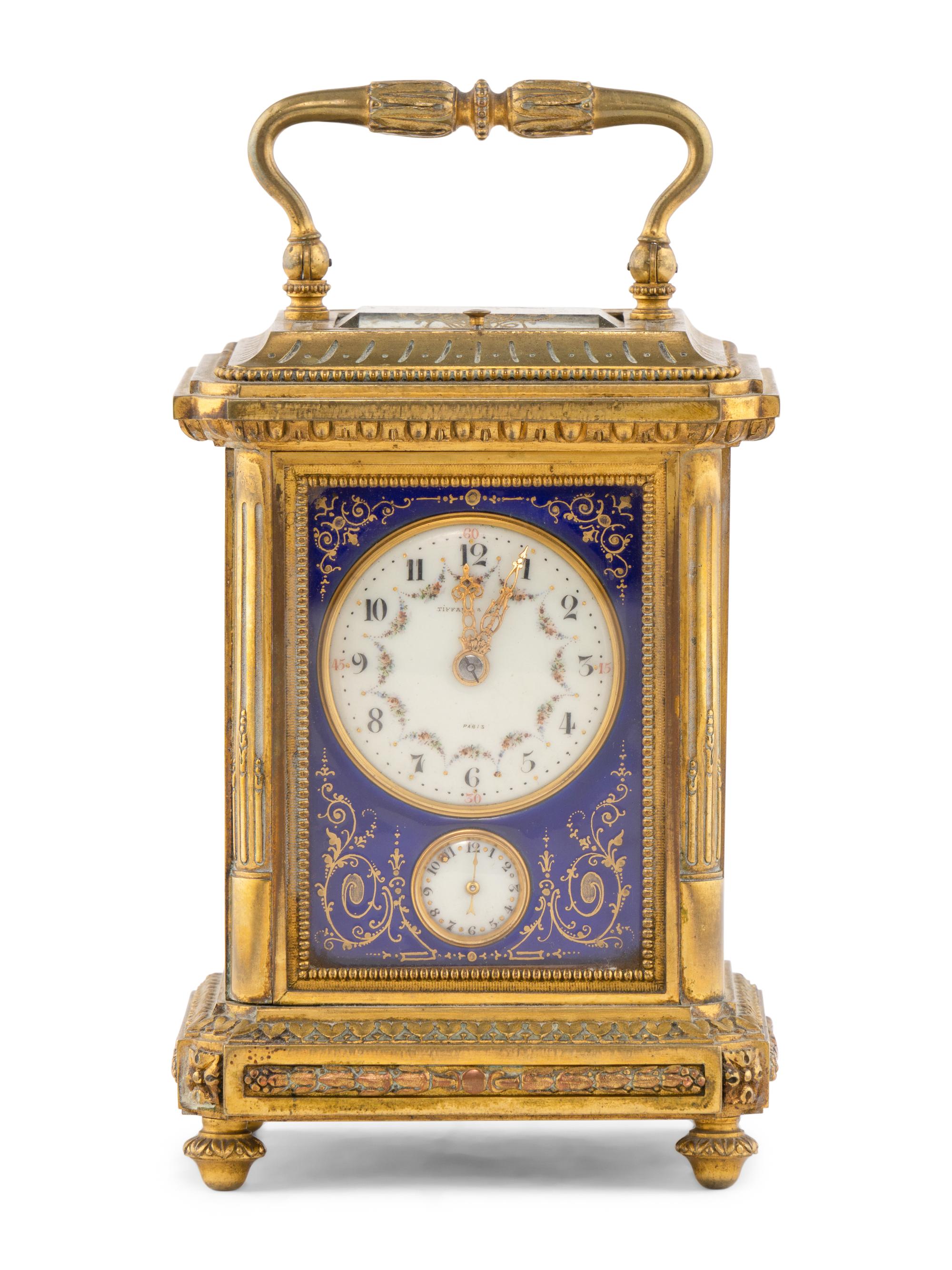 A French Gilt Bronze, Enamel and Miniature Portrait-Inset Repeating Carriage Clock