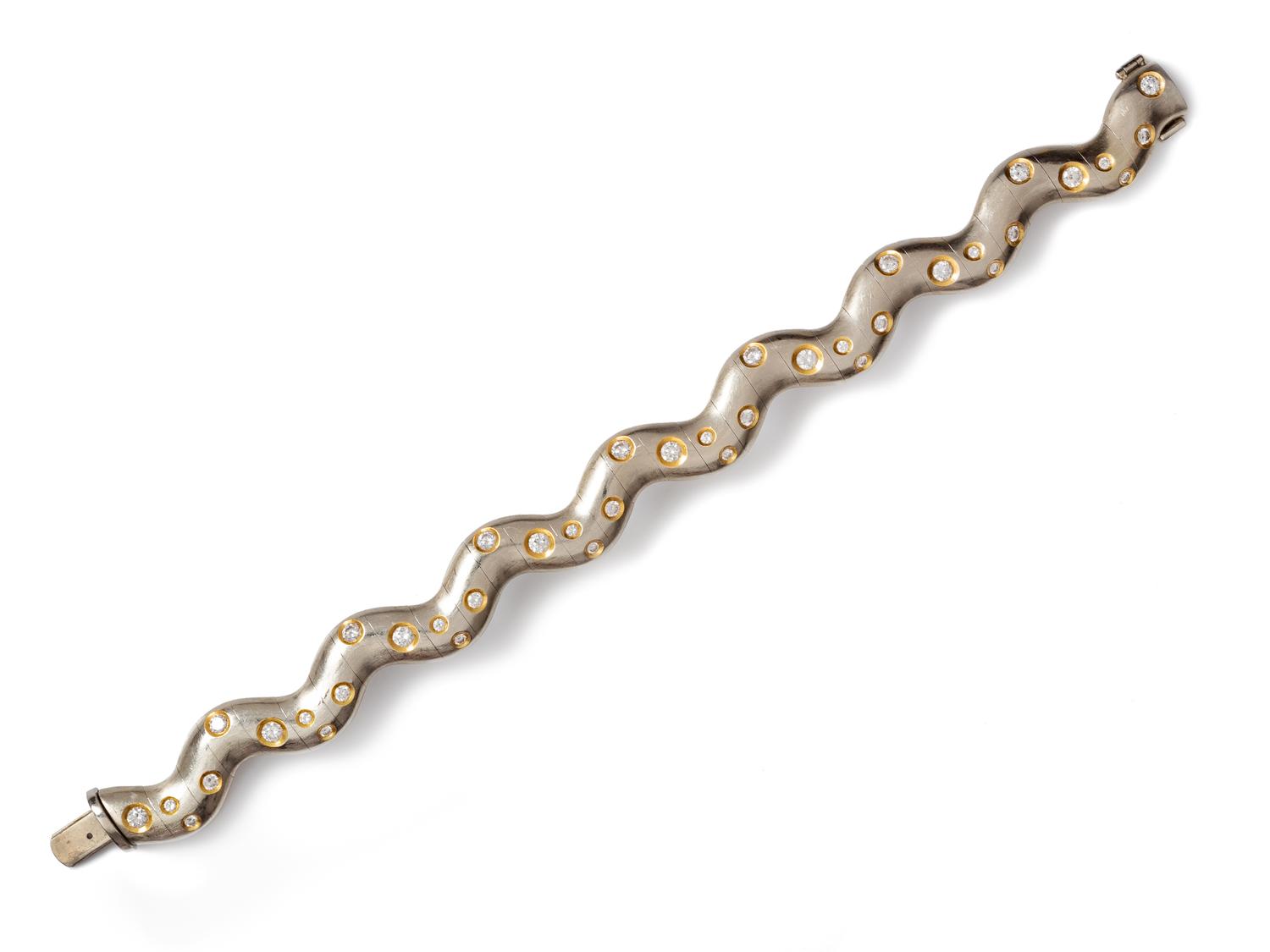 An 18 Karat Bicolor Gold and Diamond Bracelet, Caverly,