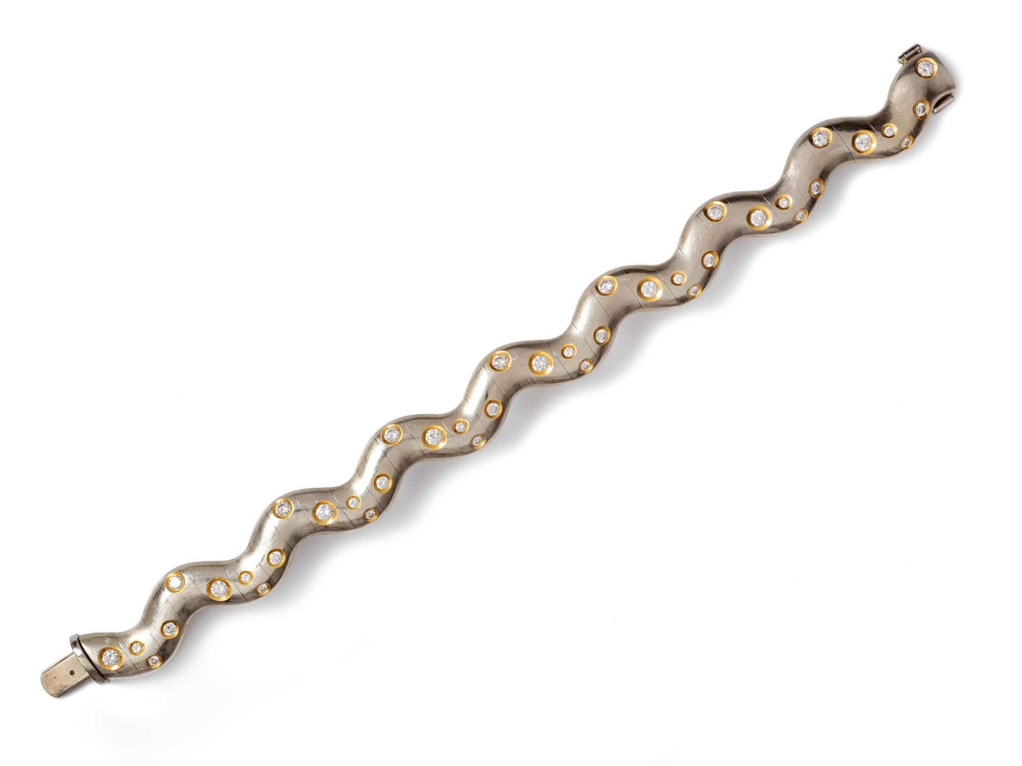 An 18 Karat Bicolor Gold and Diamond Bracelet, Caverly,