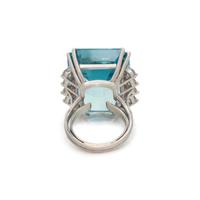 AQUAMARINE AND DIAMOND RING