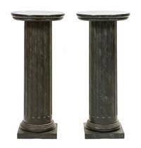A Pair of Faux Marble Pedestals, Height 32 inches.