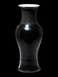 A Chinese Mirror Black Glazed Porcelain Baluster Vase