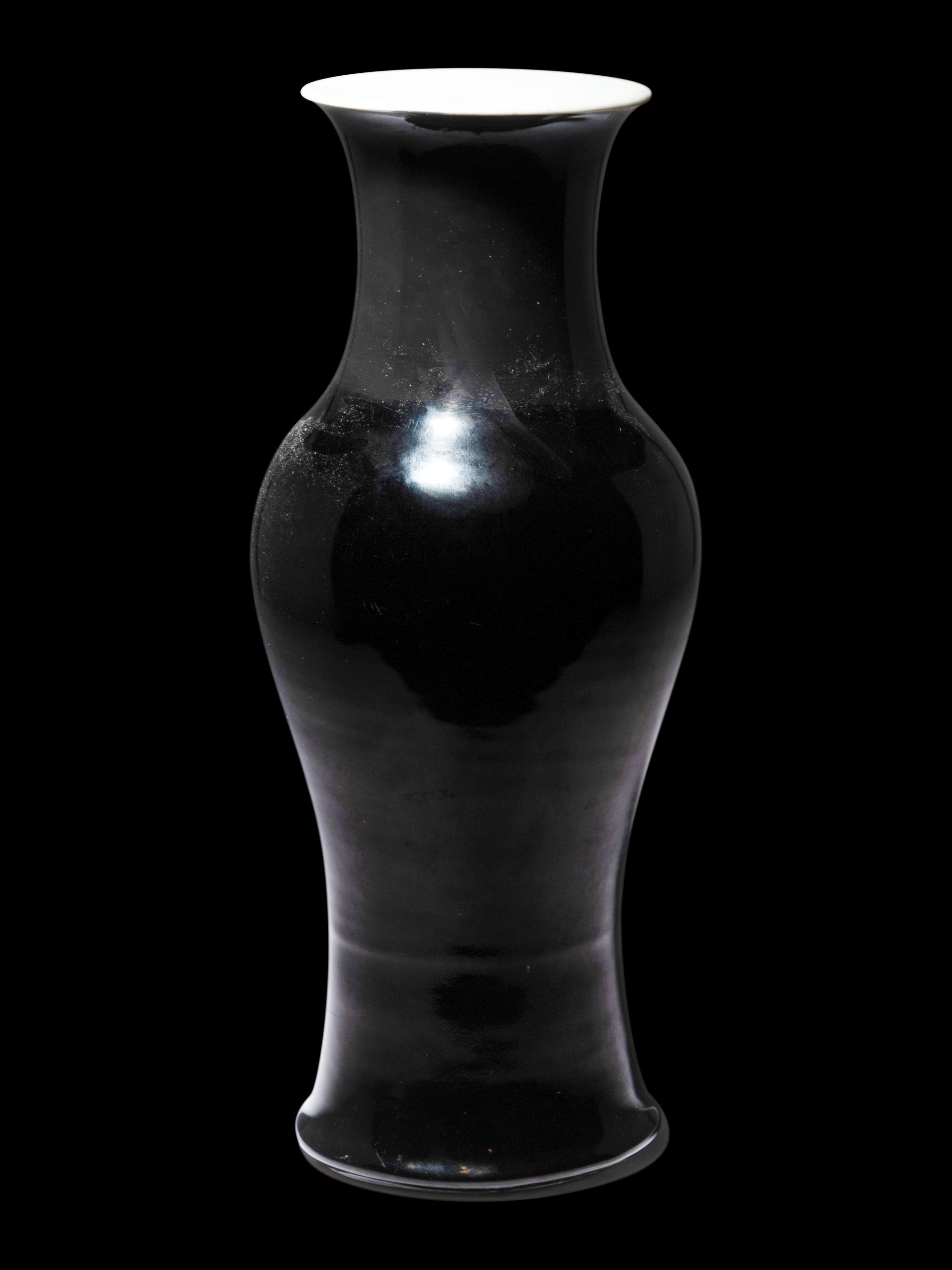 A Chinese Mirror Black Glazed Porcelain Baluster Vase