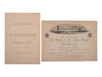 [NEW YORK]. Program and formal invitation to the "Opening Ceremonies of the New York and Brooklyn Bridge." [1883].
