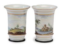 Four Painted Porcelain Articles and a Transferware Plate