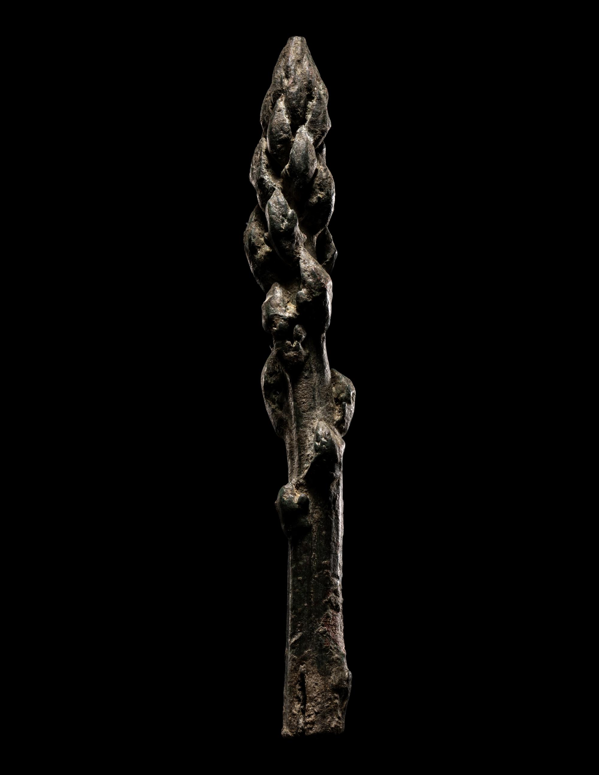 A Roman Bronze Asparagus and a Roman Bronze Hand Pin