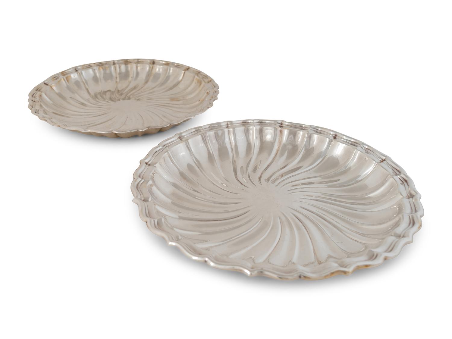 A Pair of American Silver Scalloped Trays — Gorham, 20th Century