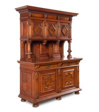 A French Walnut and Burl Walnut Buffet à Deux Corps