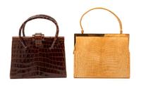 Two Vintage Crocodile Leather Handbags, 1960-80s