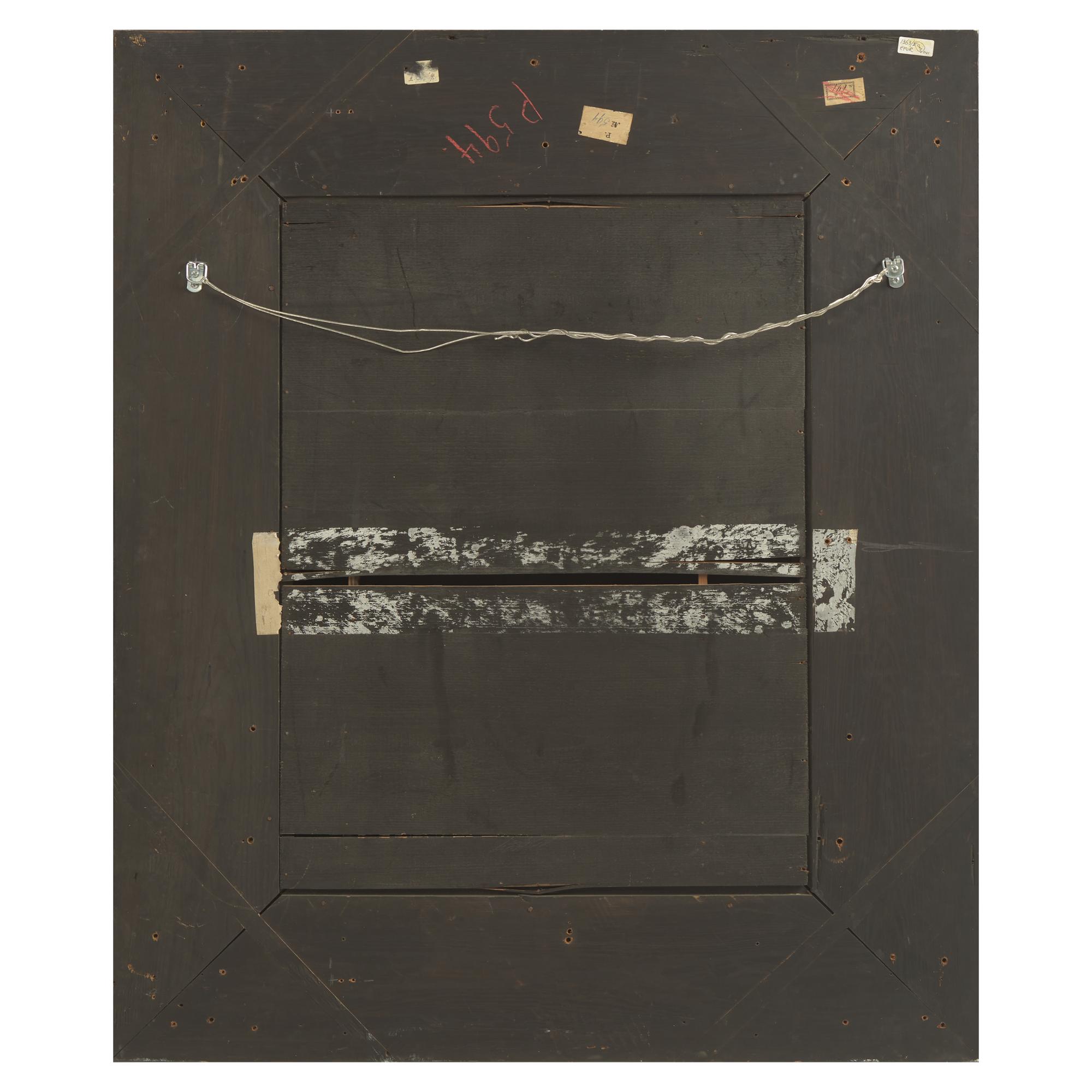 A Dutch Baroque Style Ebonized, Ripple Molded and Repoussé Gilt Brass Mounted Mirror