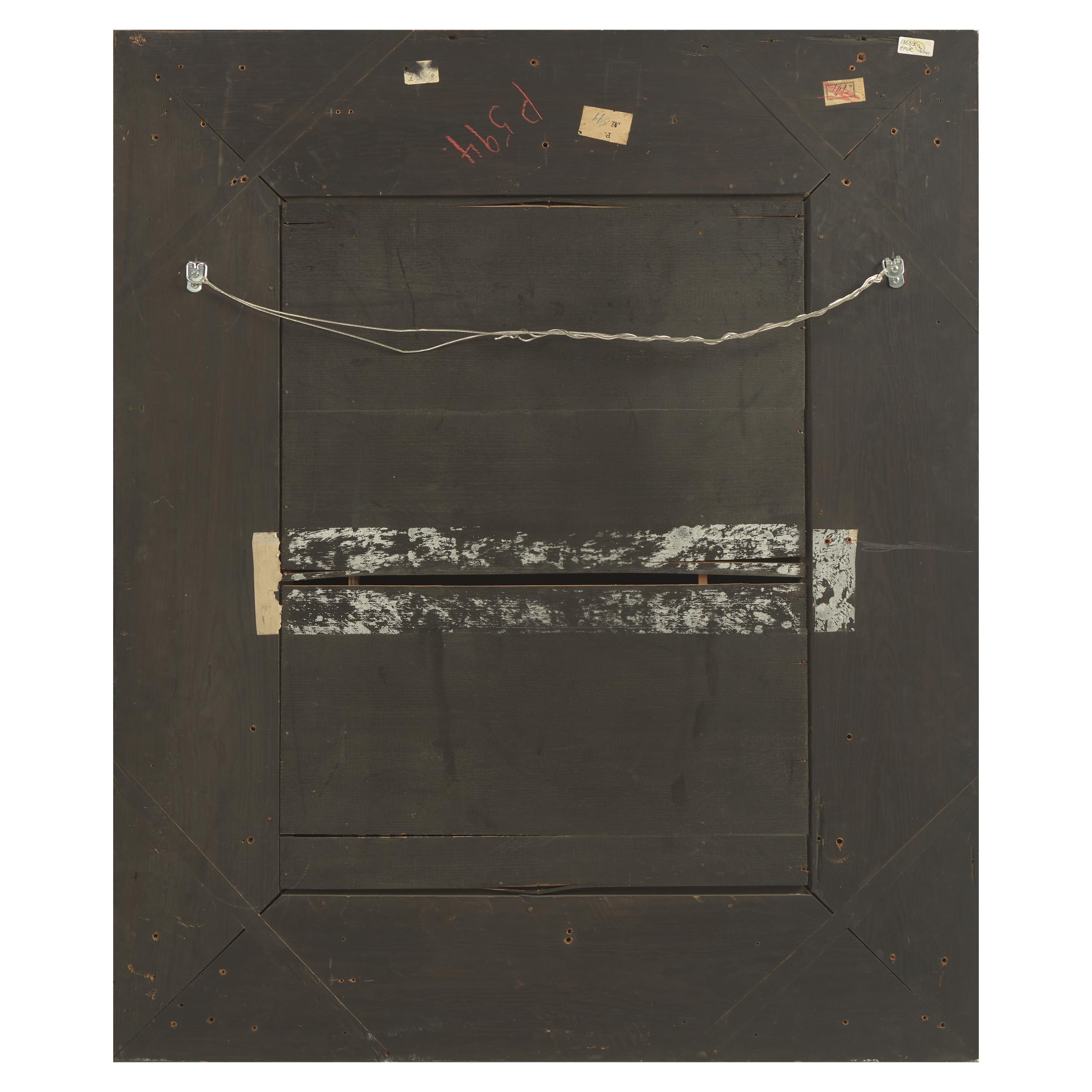 A Dutch Baroque Style Ebonized, Ripple Molded and Repoussé Gilt Brass Mounted Mirror