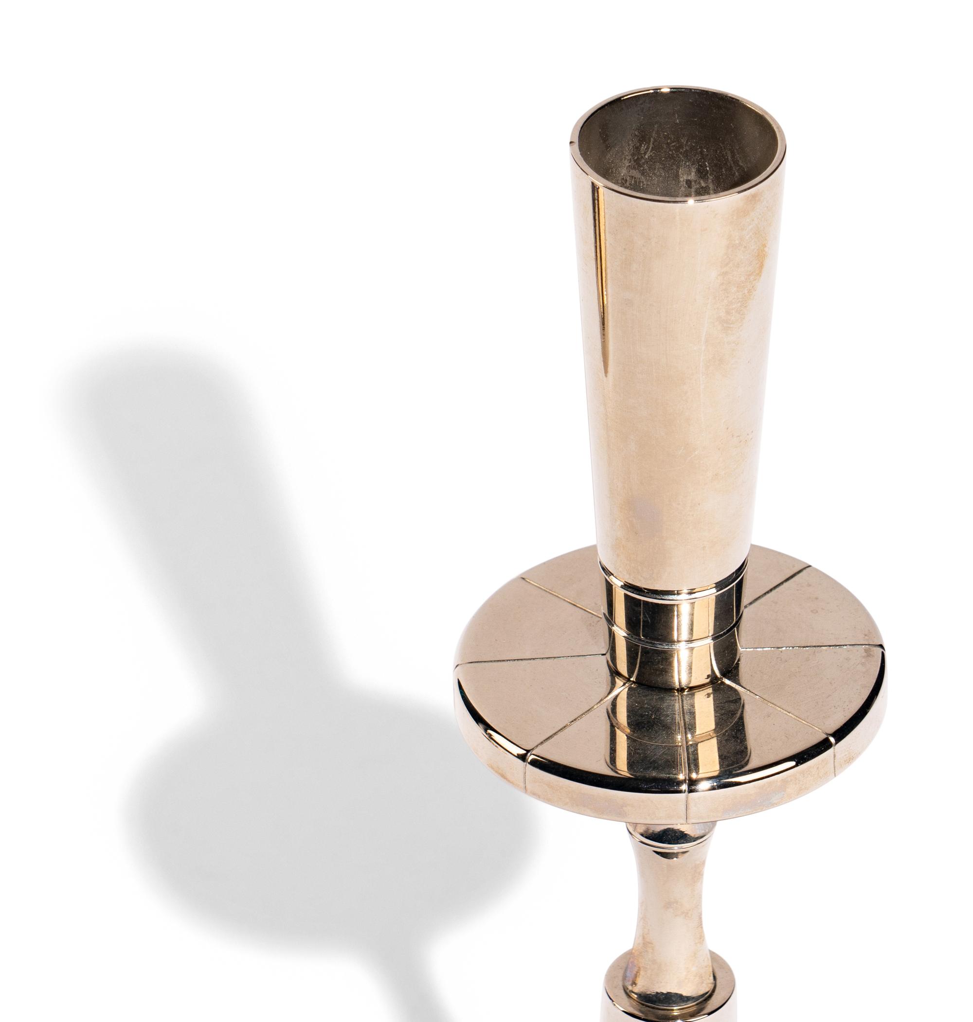 Pair of Nickel-Plated Candle Holders, c. 1950