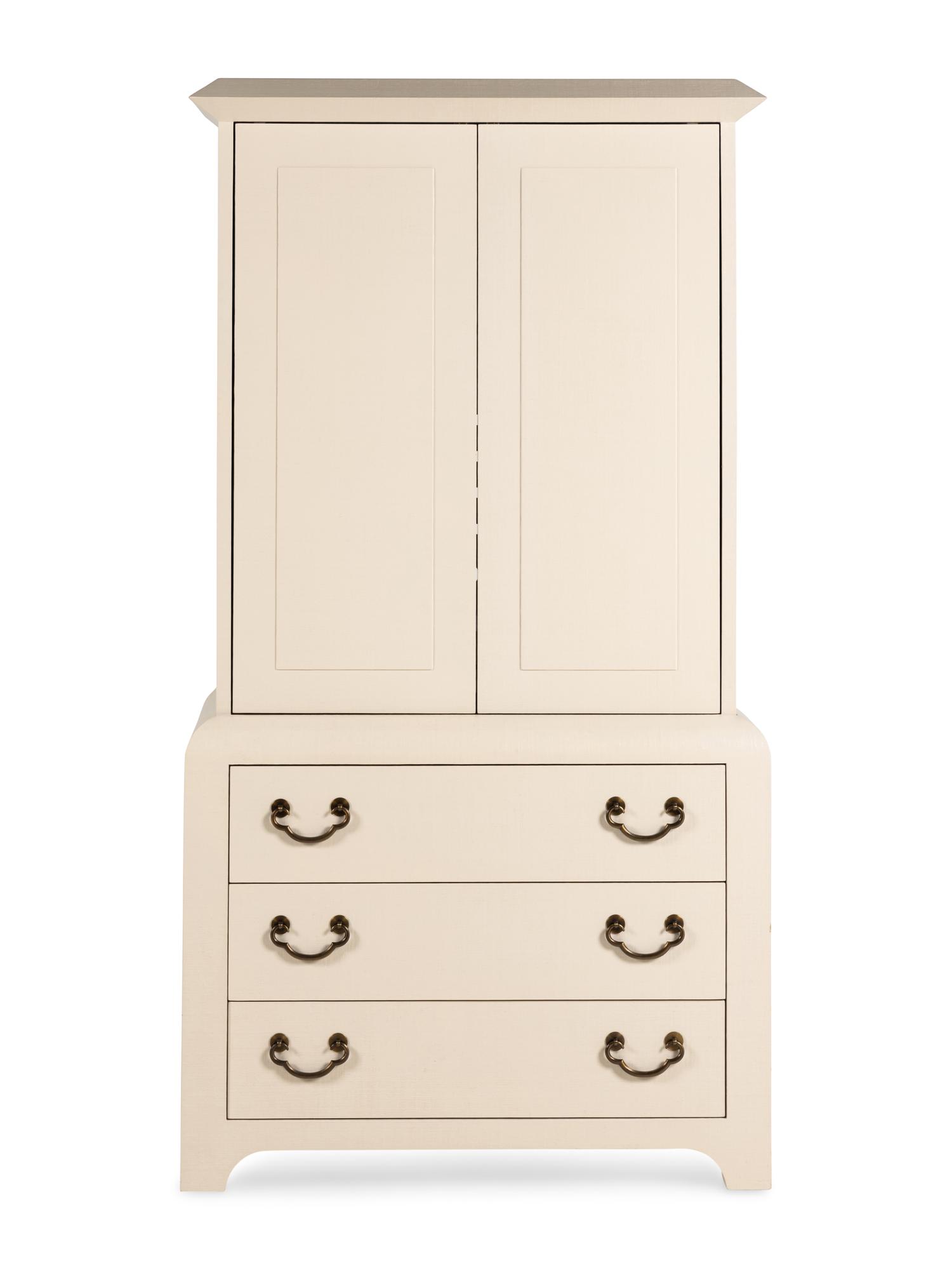 A Harrison-Van Horn Lacquered Raffia Media Cabinet