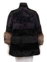 Ralph Rucci Broadtail Jacket with Fisher Fur Cuffs