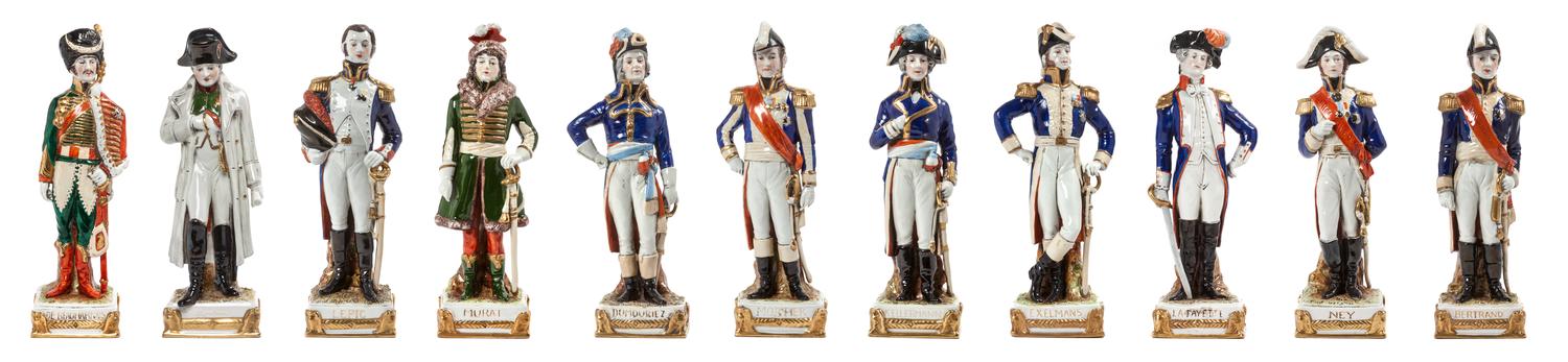 A Set of Eleven German Porcelain Figures, Scheibe-Alsbach Height of Napoleon 9 1/4 inches. — FIRST HALF 20TH CENTURY