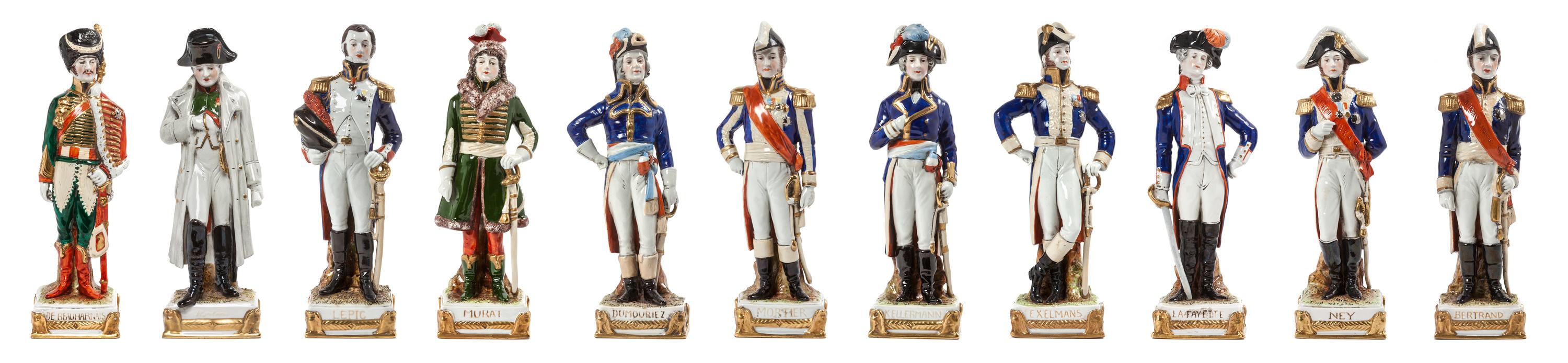 A Set of Eleven German Porcelain Figures, Scheibe-Alsbach Height of Napoleon 9 1/4 inches. — FIRST HALF 20TH CENTURY