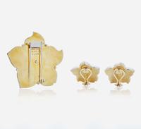 Seaman Schepps Rock Crystal Flower Brooch and Ear Clips