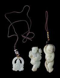 Three Chinese White Jade Carvings of Figures