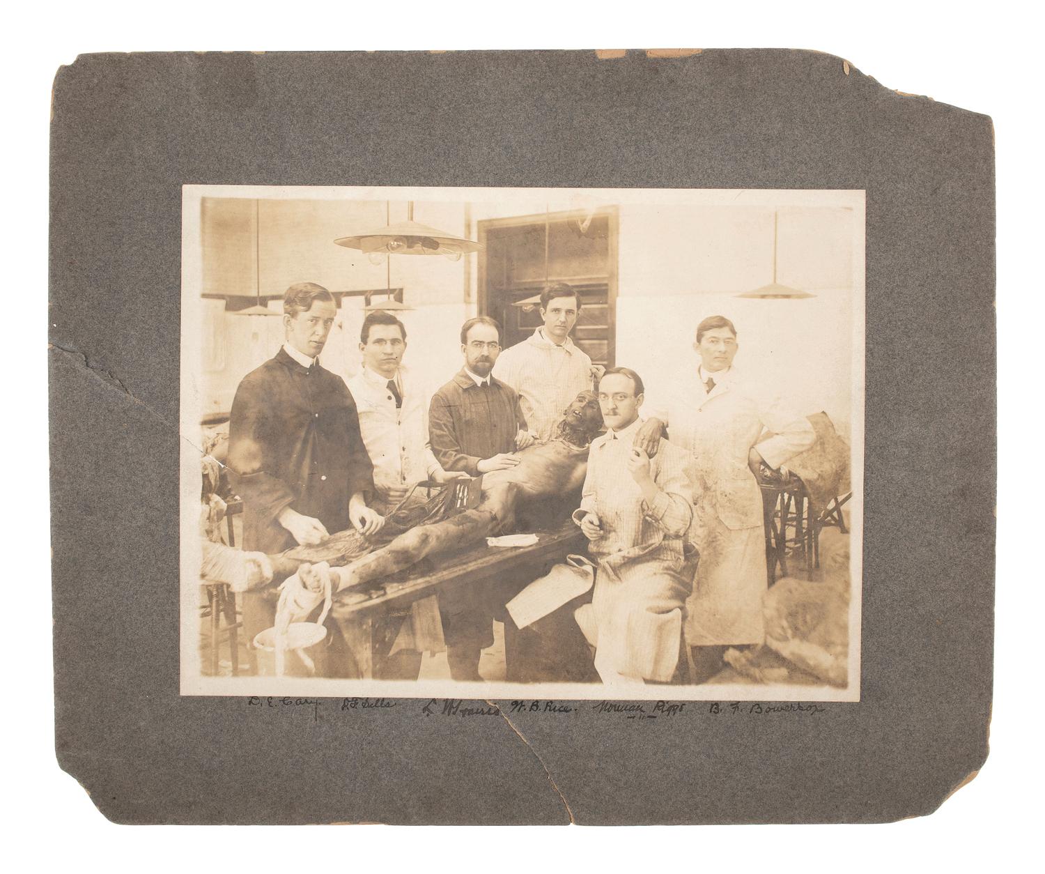 [MCKINLEY, William]. 2 photos of the dissection of the body of Czolgosz's apprehender. Ca 1908.