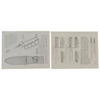M.H. Cole Fighting Knife Archive with Two Cole Made Knives & Scabbards, Original Book Manuscript Drawings From Volumes III and IV as well as Additional Pre-Publication Paperwork