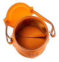 An Hermes Orange Clemence Feed Handbag, 6.75" x 7.25" x 5".