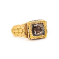 ANTIQUE, YELLOW GOLD AND COLORED DIAMOND RING