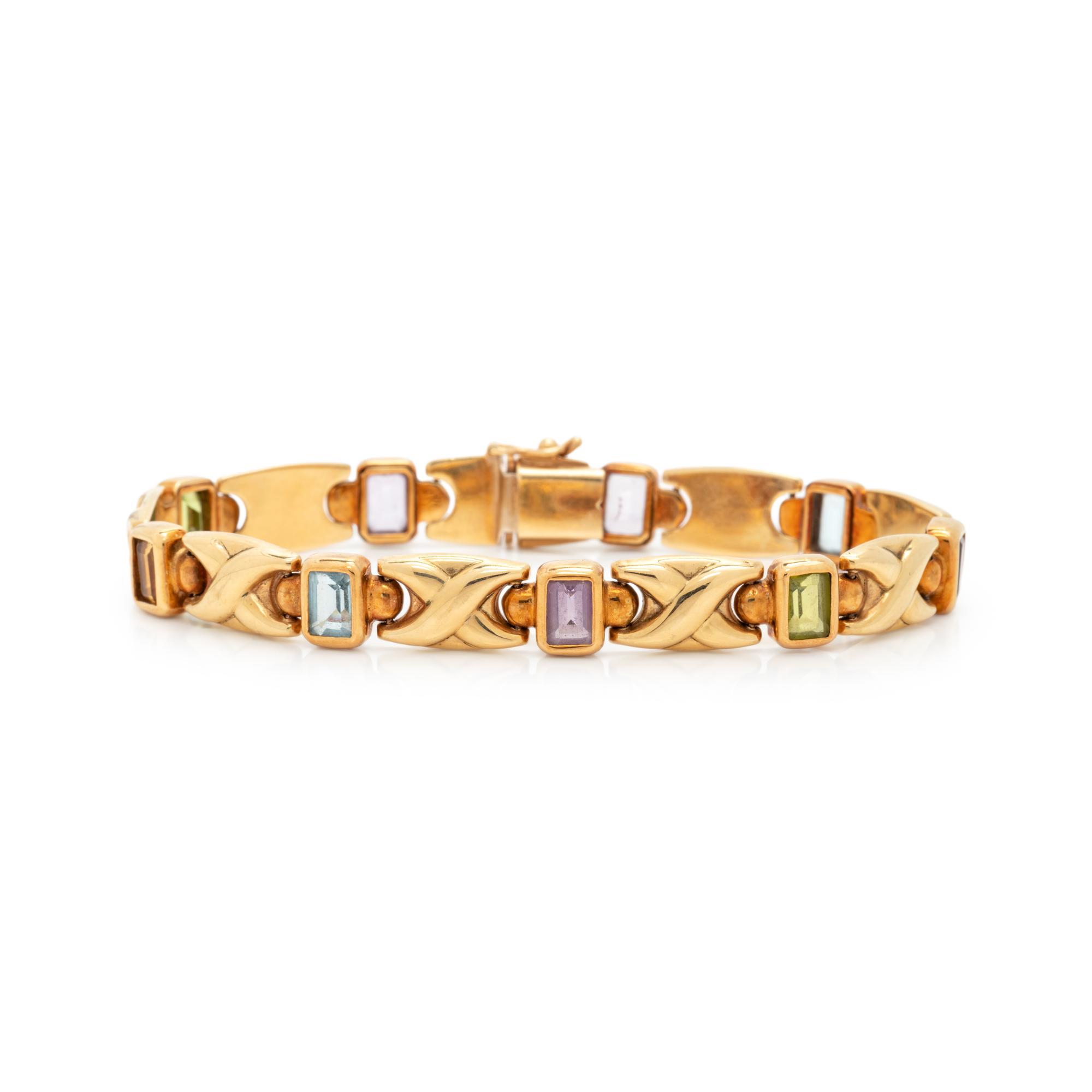 YELLOW GOLD AND MULTIGEM BRACELET