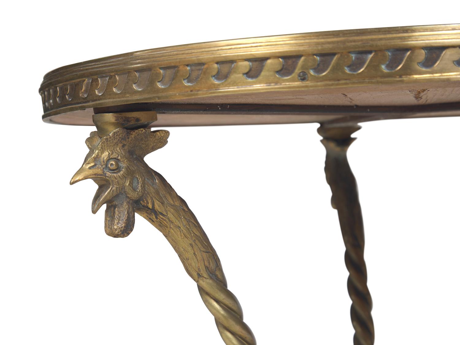 A Directoire Style Gilt-Brass and Marble Inset Gueridon