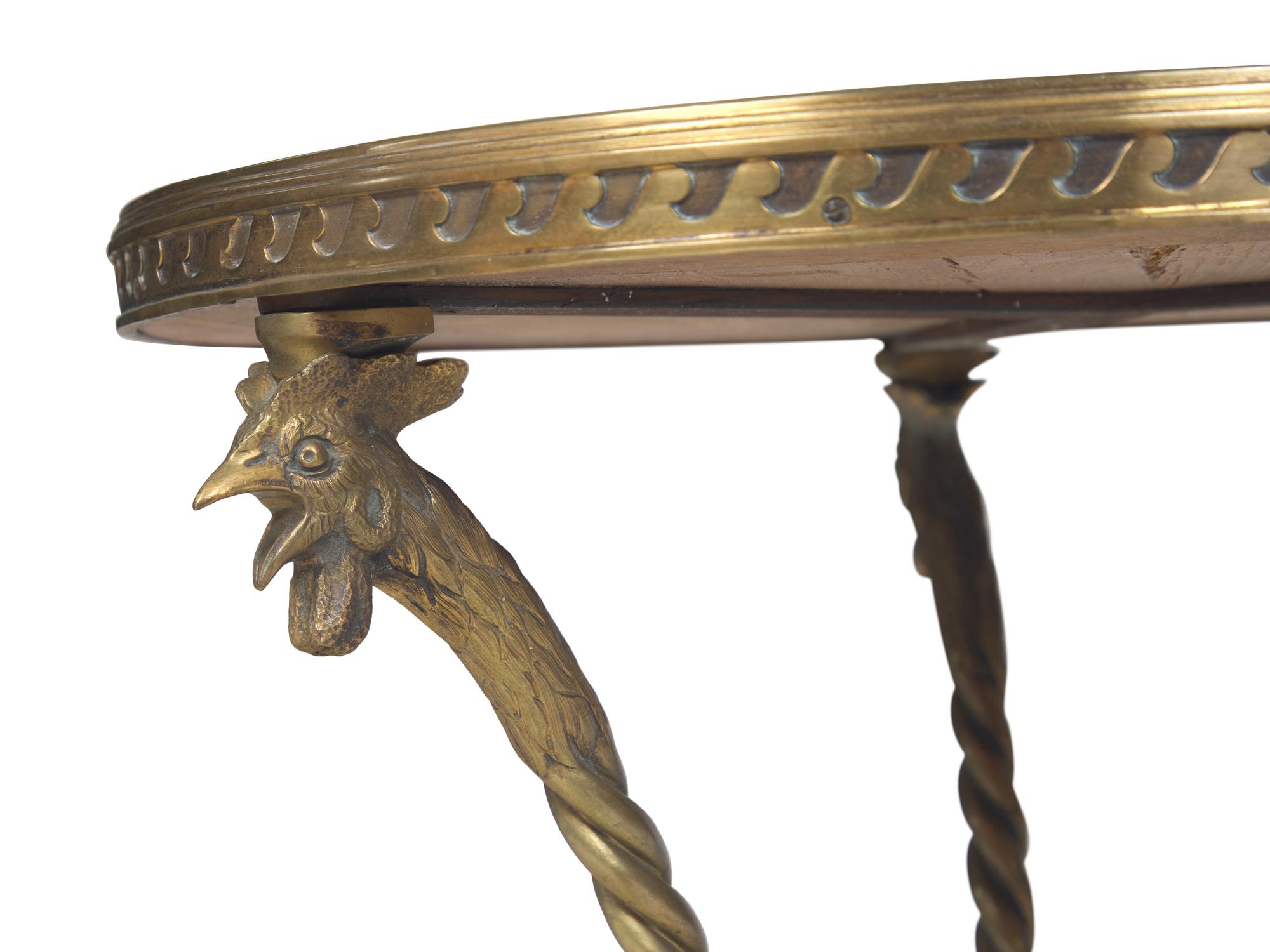A Directoire Style Gilt-Brass and Marble Inset Gueridon