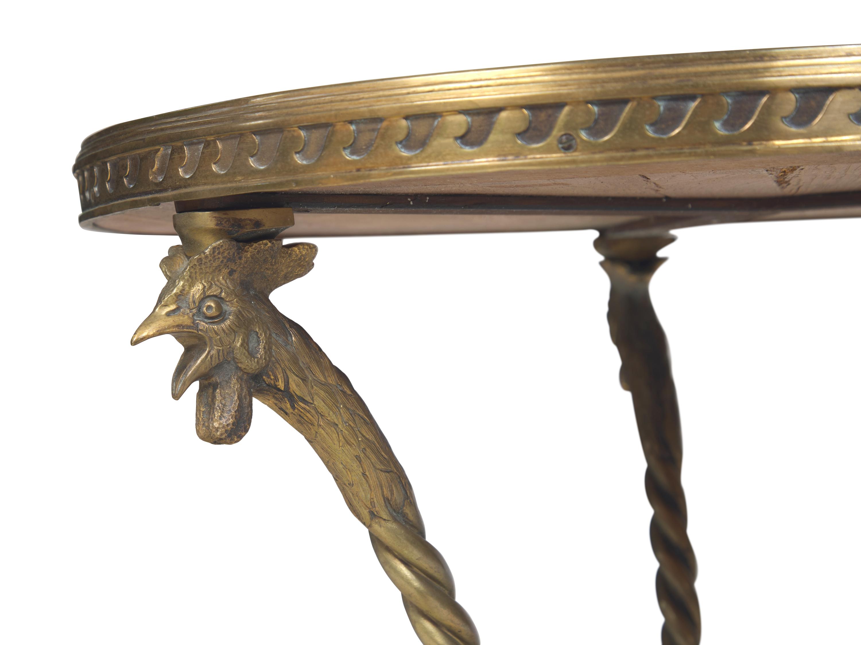 A Directoire Style Gilt-Brass and Marble Inset Gueridon