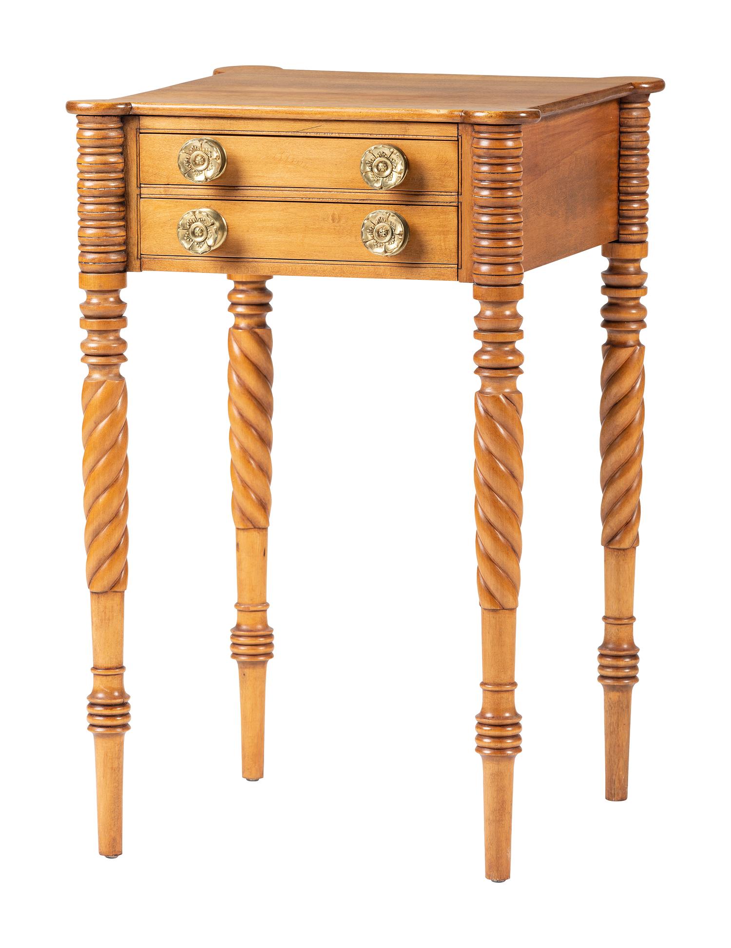 A Federal Birch Two-Drawer Work Stand