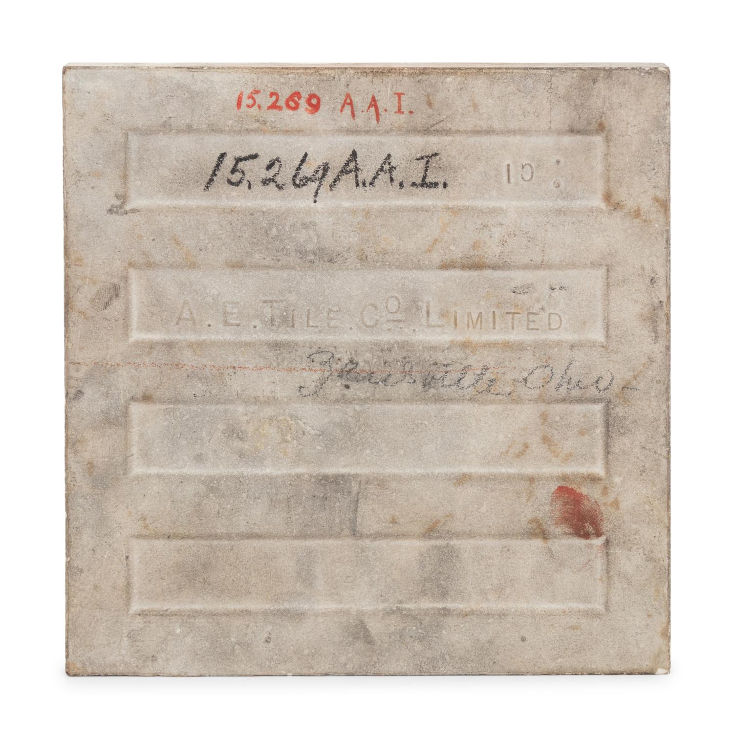 An American Encaustic Tile Works Ceramic Tile and a Blue-Glazed Tile