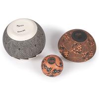 Acoma Pottery Jars, with Reptiles and Animals