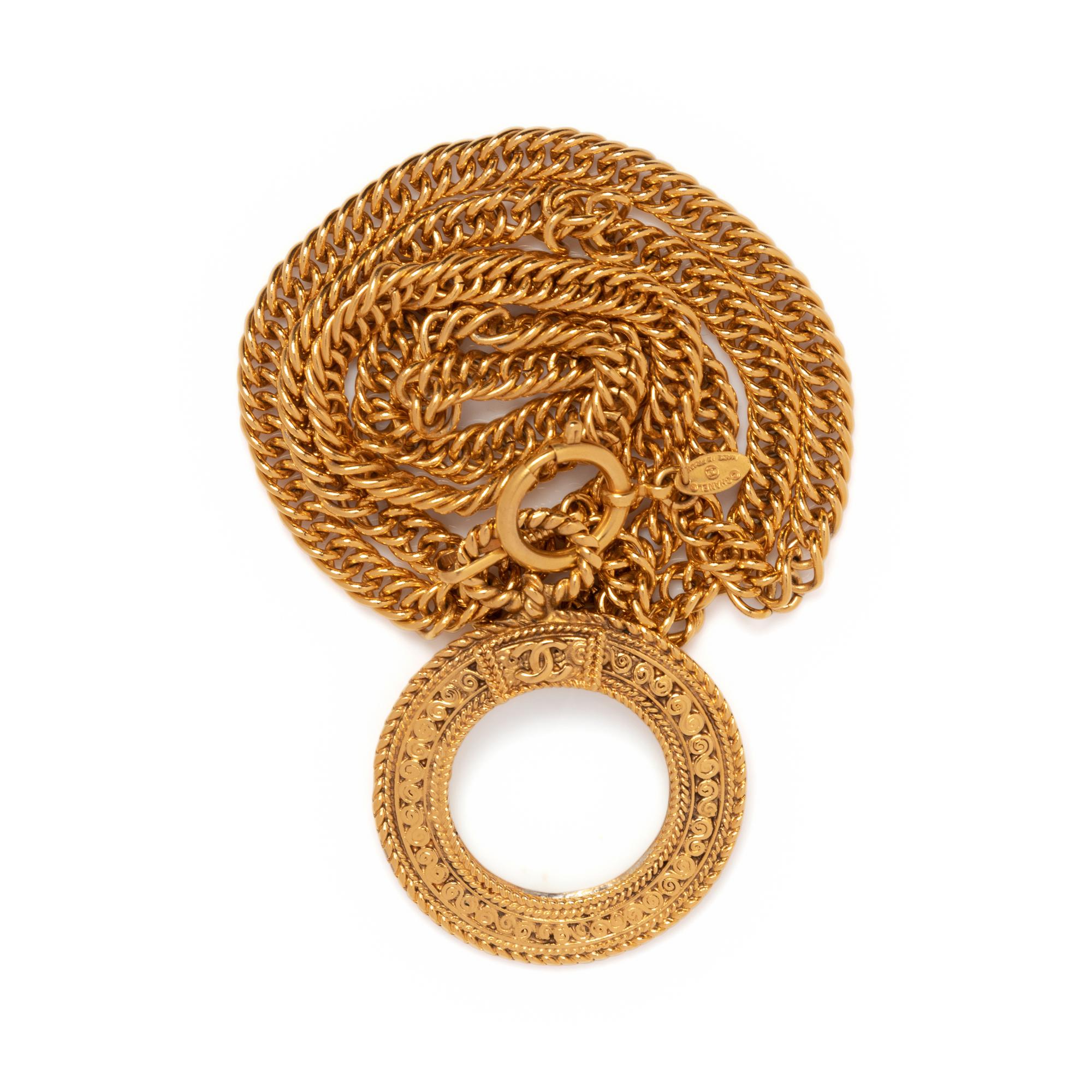 Chanel Necklace With Magnifying Glass Pendant, 1990-2000s