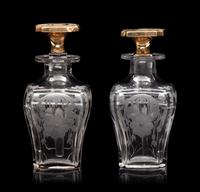 Two American 14-Karat Gold Mounted Cut Glass Toiletry Bottles