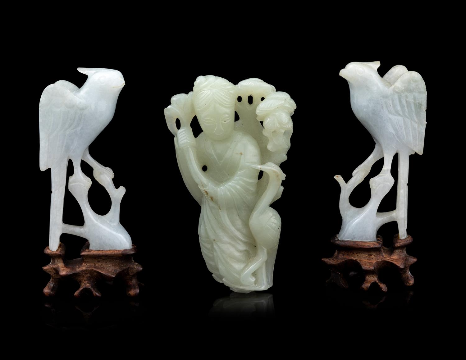 Three Chinese Jade and Jadeite Carvings