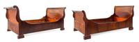 Two American Empire Mahogany Sleigh Beds