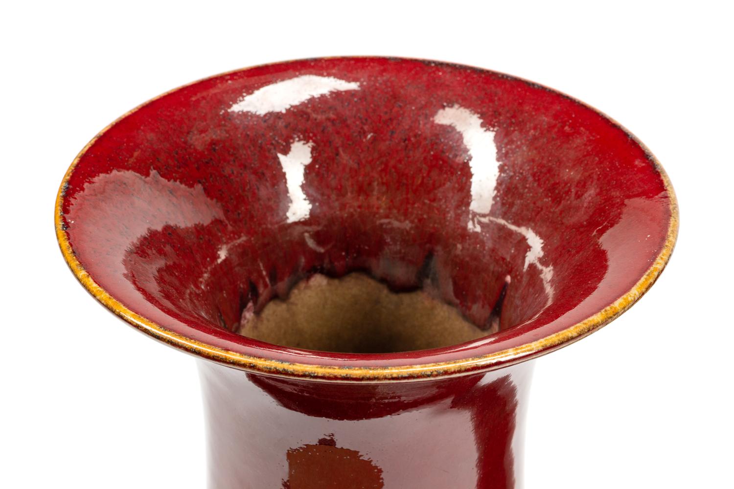 A Pair of Chinese Export Copper Red Glazed Porcelain Vases