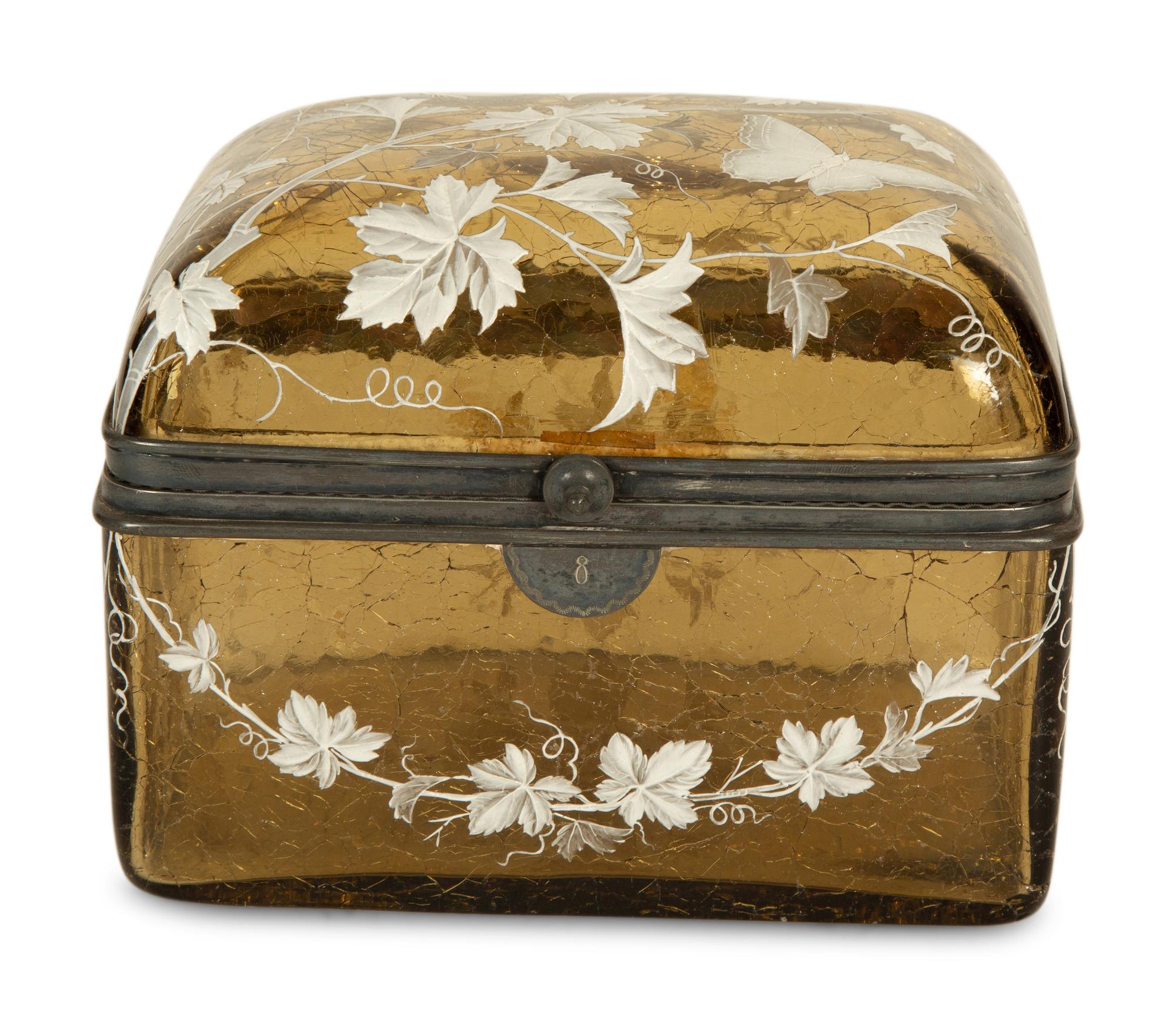 A Bohemian Moser Style Amber Glass Casket — 19th/20th Century