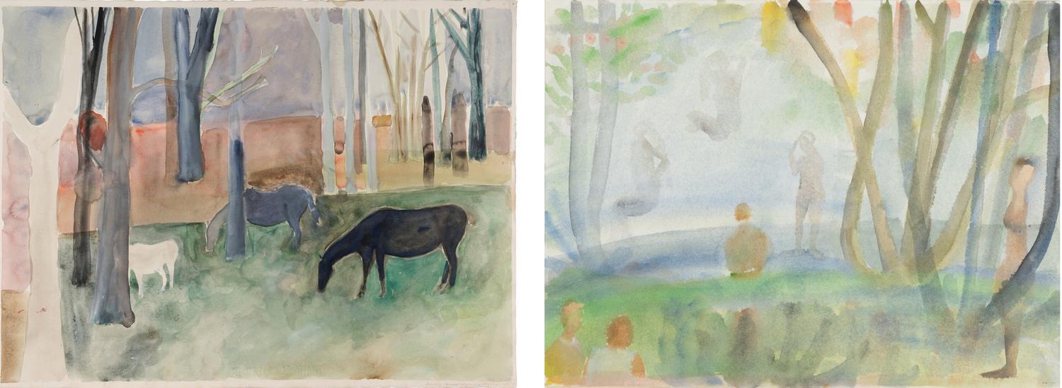 Layers of Time Series: Bathers, 1990 and Grazing Horses , 1989 (two works)