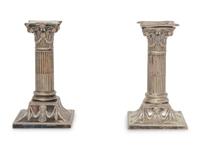 A Pair of English Silver-Plate Candlesticks