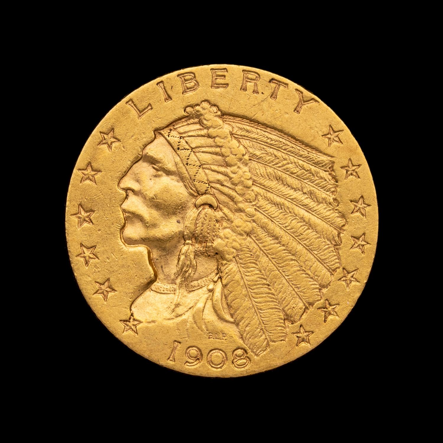 A 1908 Indian Head $2.50 Gold Coin