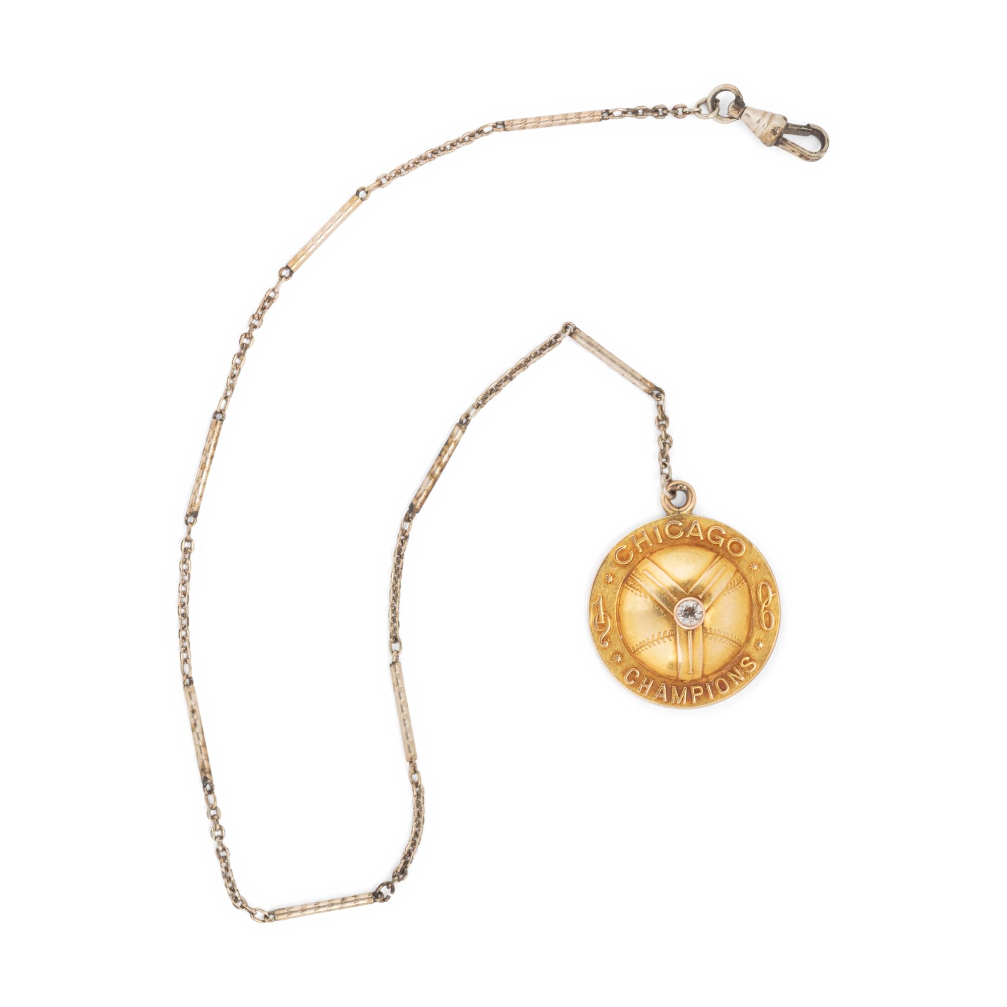 A 1906 Chicago Baseball Champions Gold and Diamond Medallion Presented to Cubs Outfielder Billy Maloney